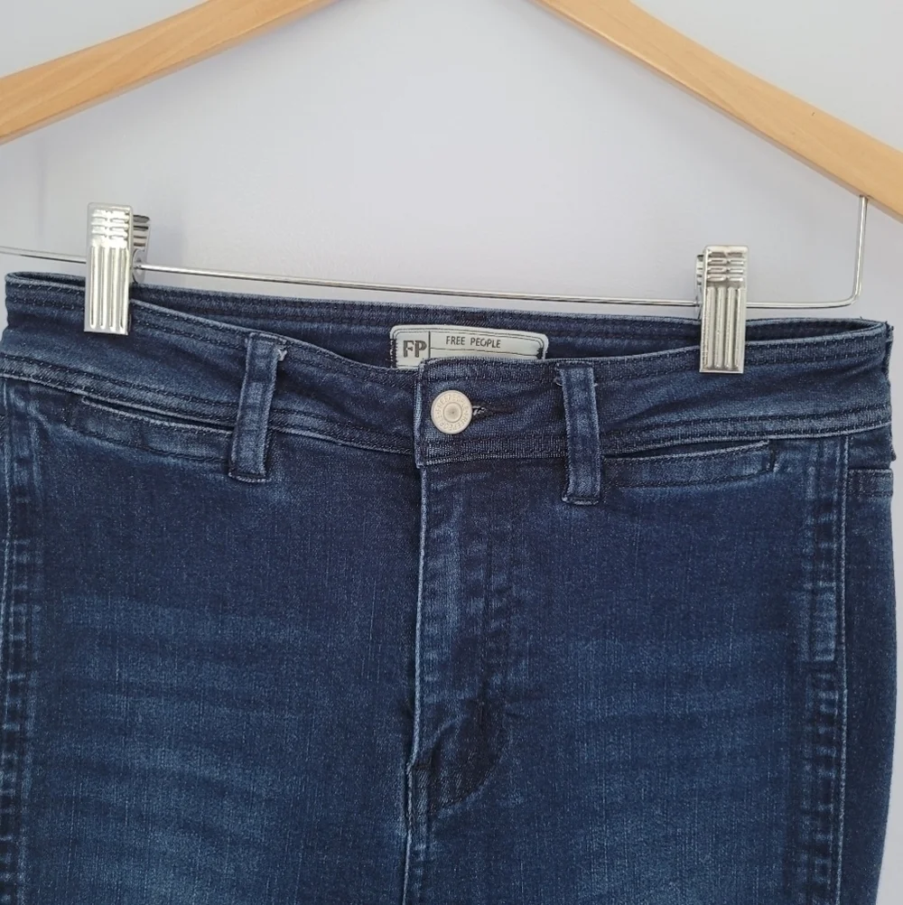 FREE PEOPLE Dark-washed Skinny Jeans